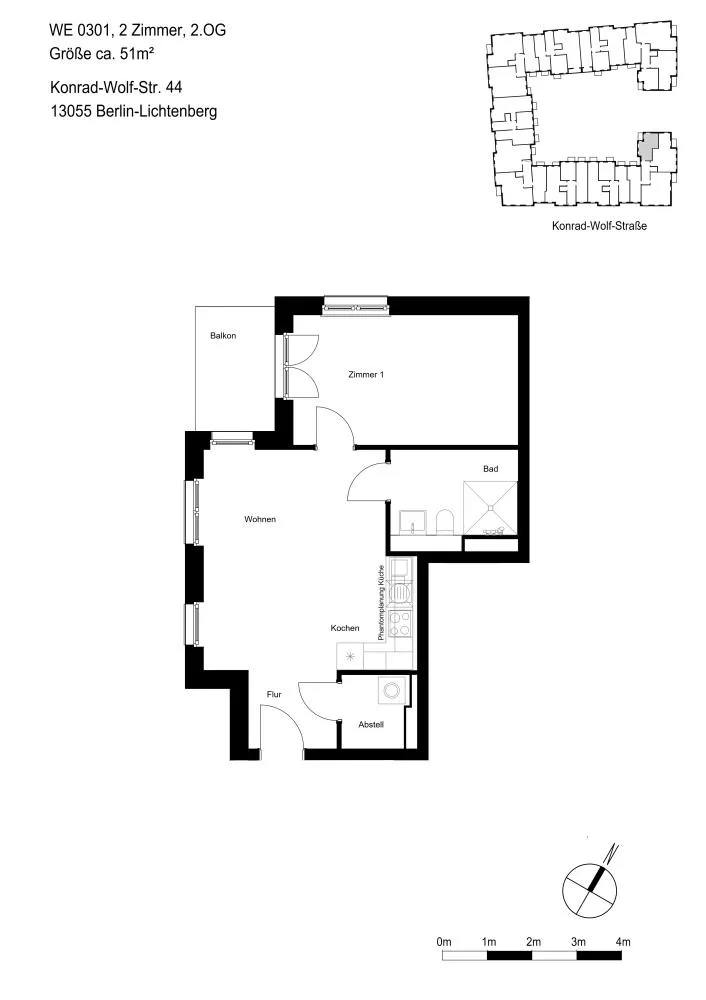 2 room apartment with 51 m² in Berlin – Photo 2