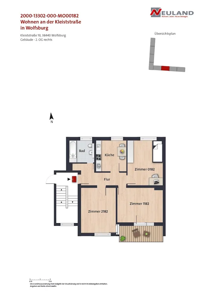 1 Zimmer Wohnung mit 22 m² in Wolfsburg – Bild 2