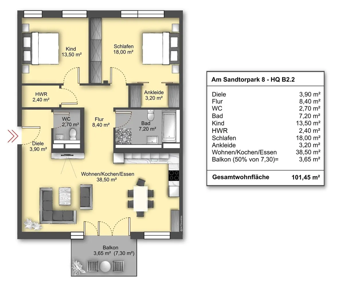 3 Zimmer Wohnung mit 101 m² in Hamburg – Bild 11