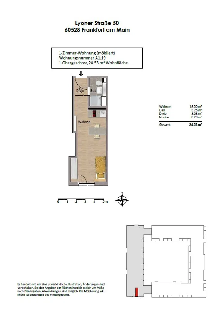 1 Zimmer Wohnung mit 25 m² in Frankfurt am Main – Bild 4