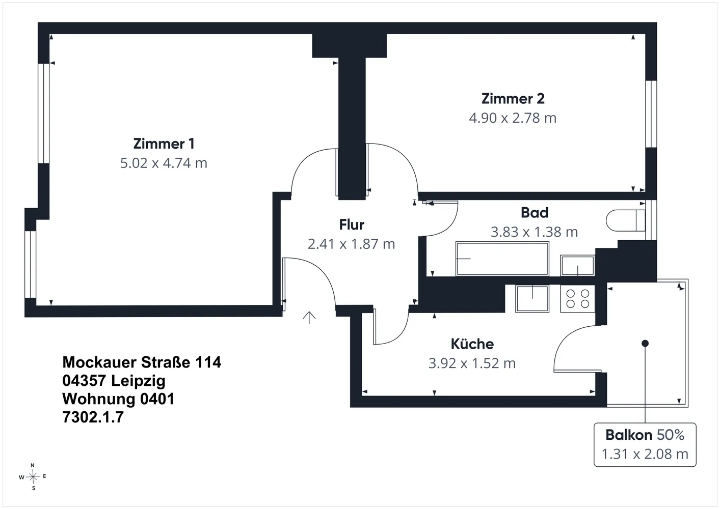2 Zimmer Wohnung mit 54 m² in Leipzig – Bild 2