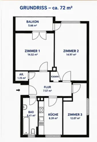 3 Zimmer Wohnung mit 72 m² in Frankfurt am Main – Bild 7