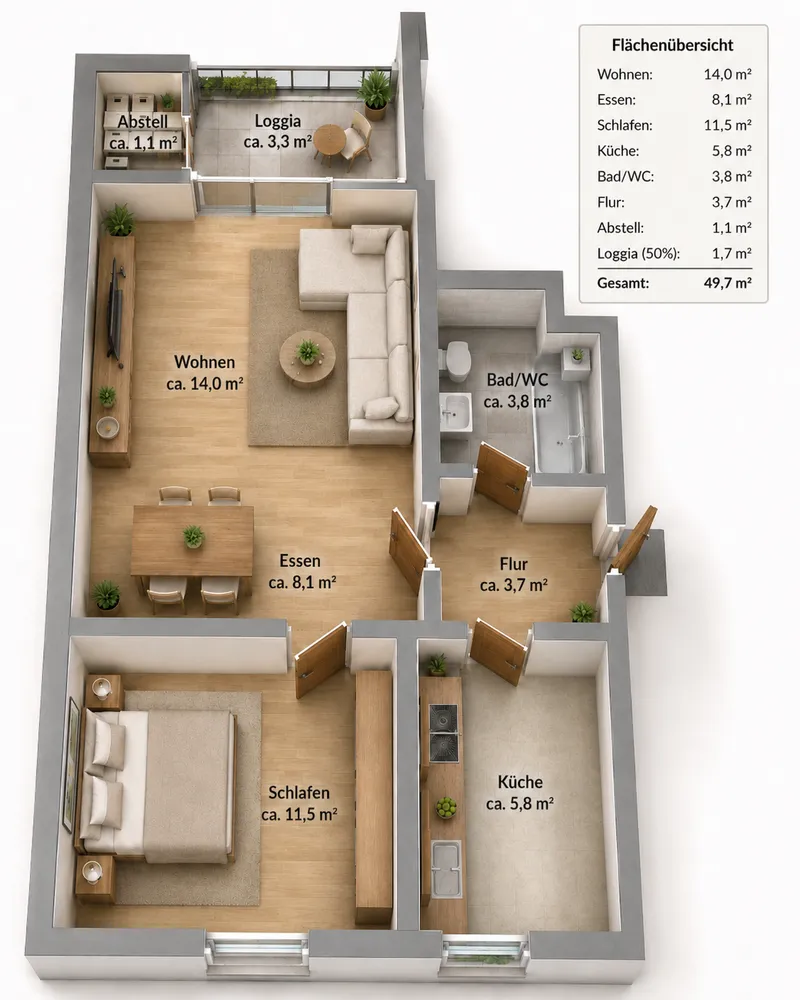 2 Zimmer Wohnung mit 50 m² in Duisburg – Bild 2