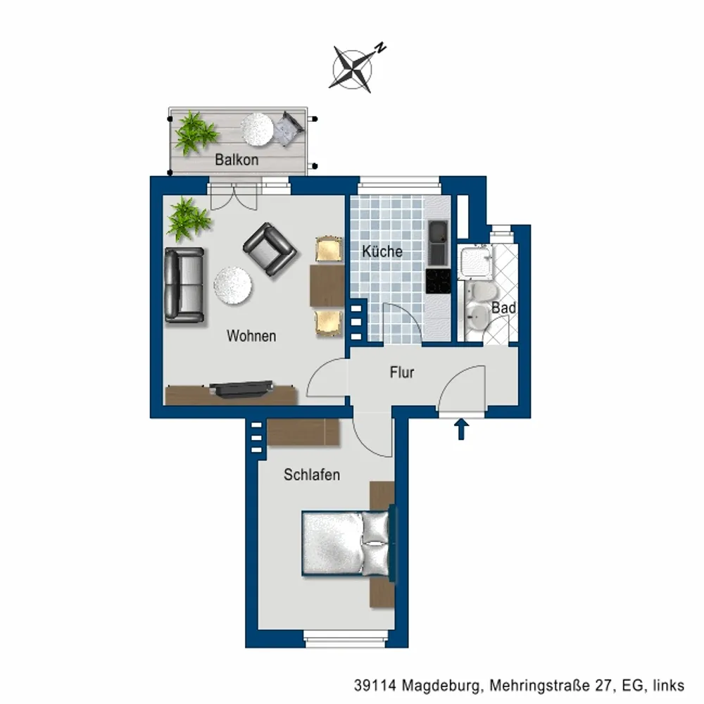 2 room apartment with 48 m² in Magdeburg – Photo 2