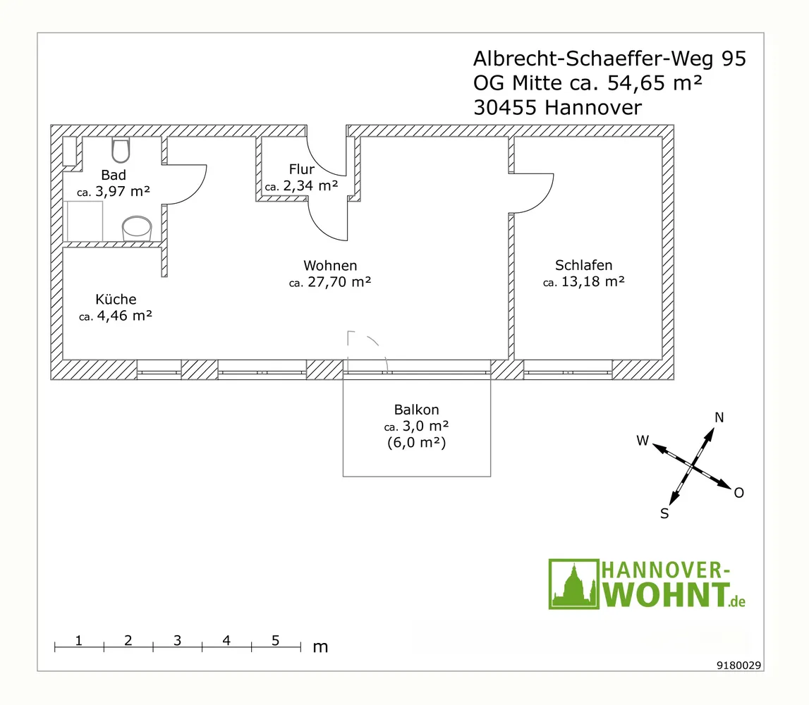 2 room apartment with 55 m² in Hanover – Photo 2
