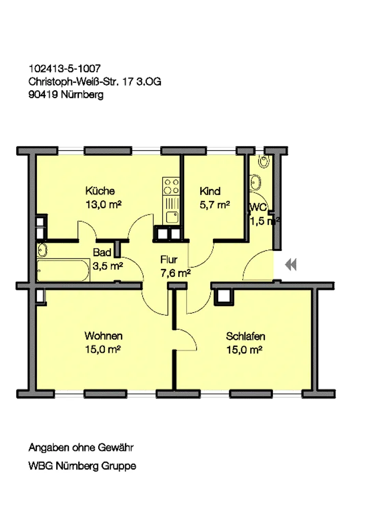3 Zimmer Wohnung mit 61 m² in Nürnberg – Bild 3