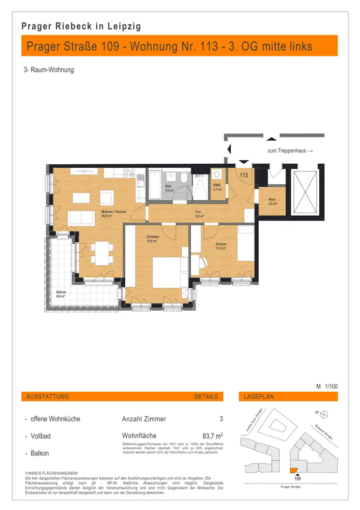3 Zimmer Wohnung mit 84 m² in Leipzig – Bild 1