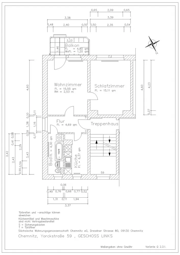 2 room apartment with 47 m² in Chemnitz – Photo 2