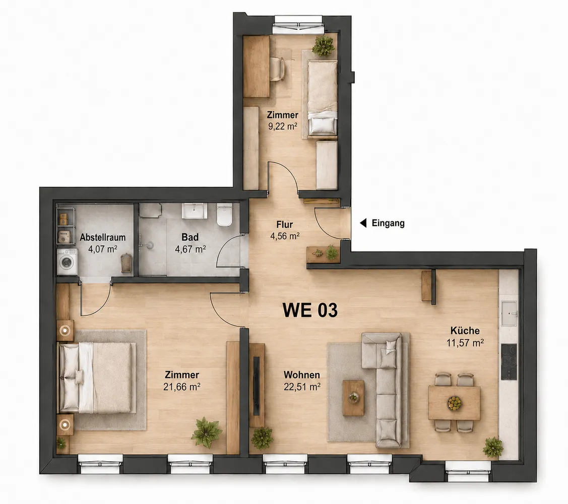 3 Zimmer Wohnung mit 78 m² in Halle (Saale) – Bild 2