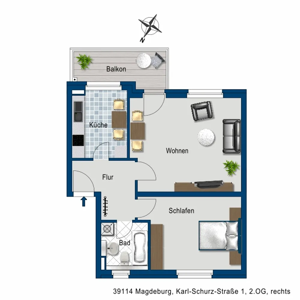 2 room apartment with 63 m² in Magdeburg – Photo 2