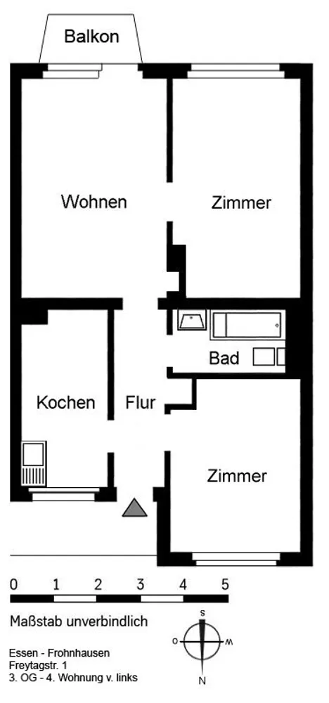 3 Zimmer Wohnung mit 64 m² in Essen – Bild 1