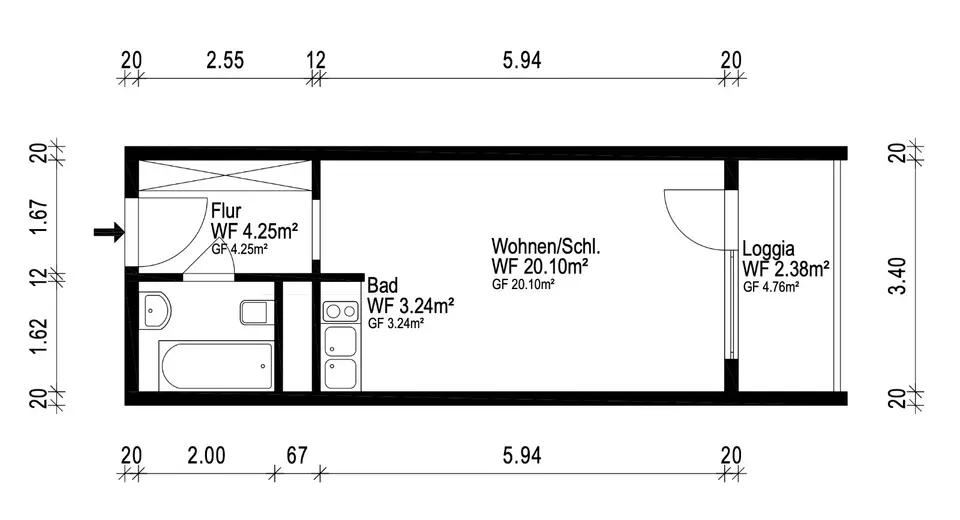 2 Zimmer Wohnung mit 30 m² in Augsburg – Bild 10
