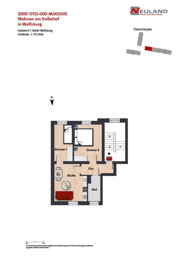 2 room apartment with 49 m² in Wolfsburg – Photo 3