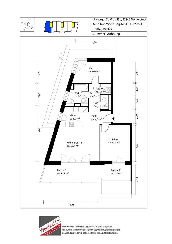3 Zimmer Wohnung mit 81 m² in Norderstedt – Bild 2