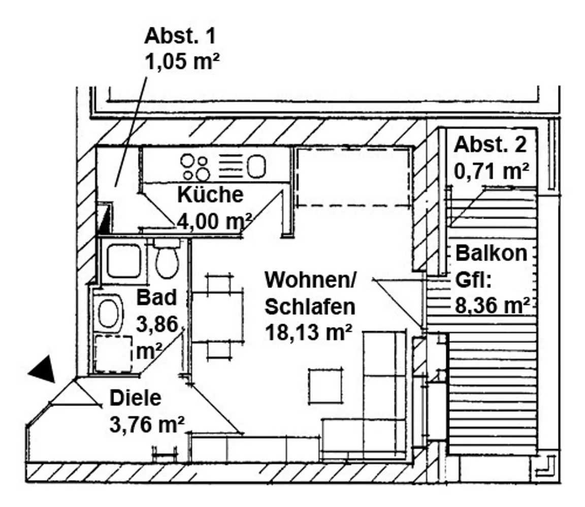1 room apartment with 36 m² in Chemnitz – Photo 7