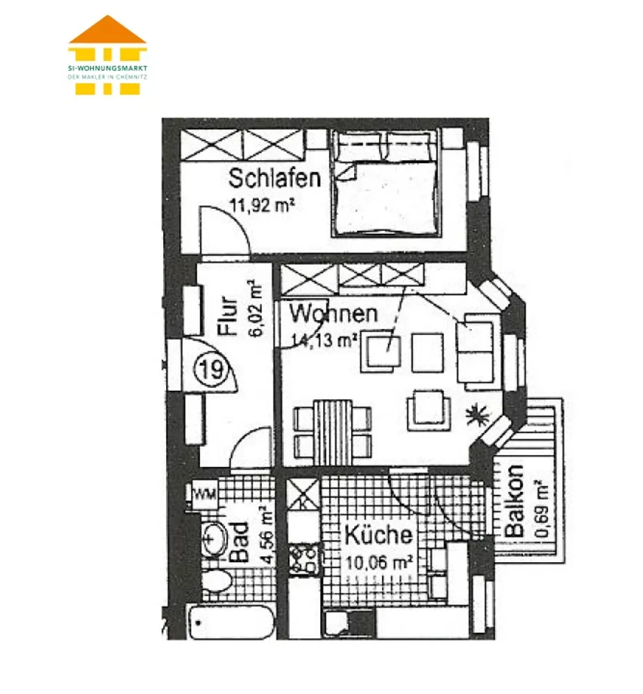 2 Zimmer Wohnung mit 47 m² in Chemnitz – Bild 3