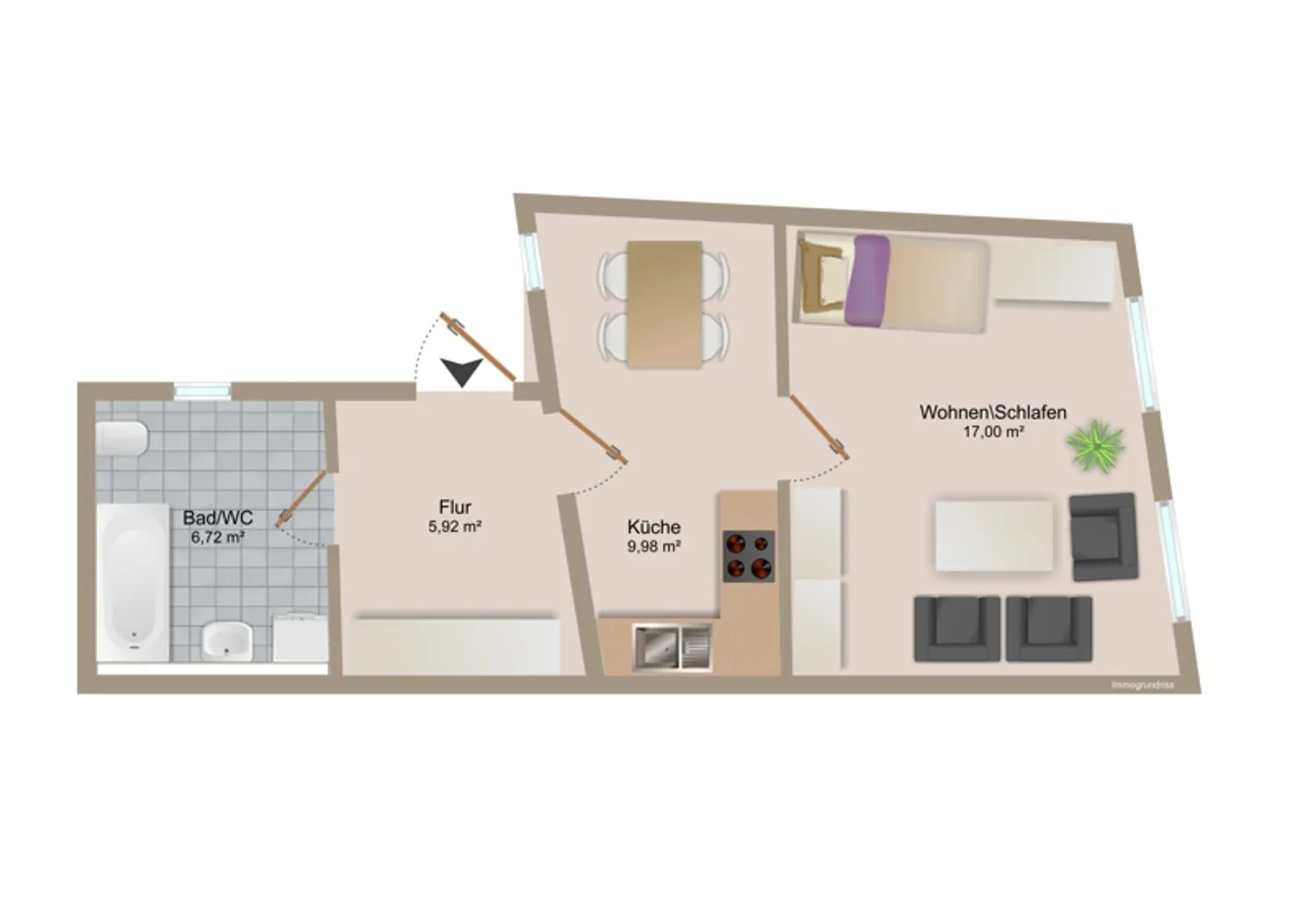 1 Zimmer Wohnung mit 36 m² in Regensburg – Bild 4