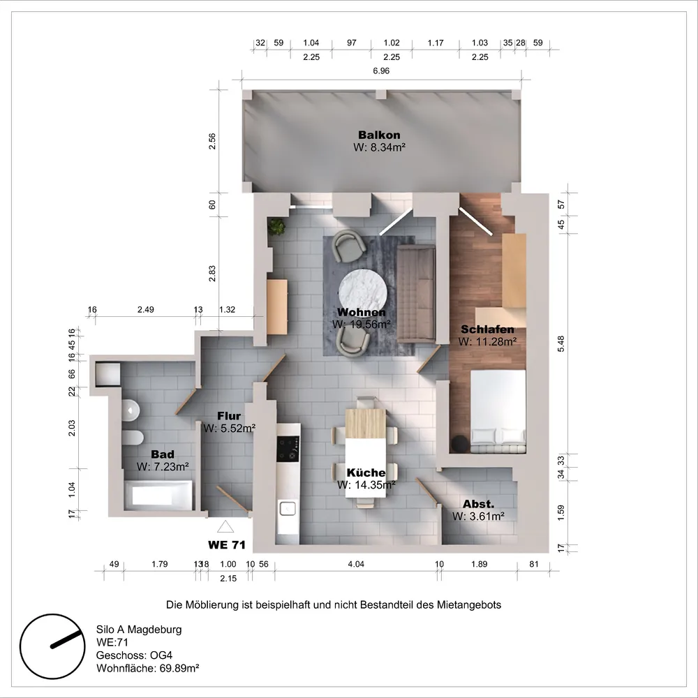 2 room apartment with 69 m² in Magdeburg – Photo 3