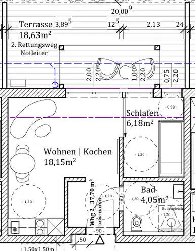 2 Zimmer Wohnung mit 30 m² in München – Bild 3