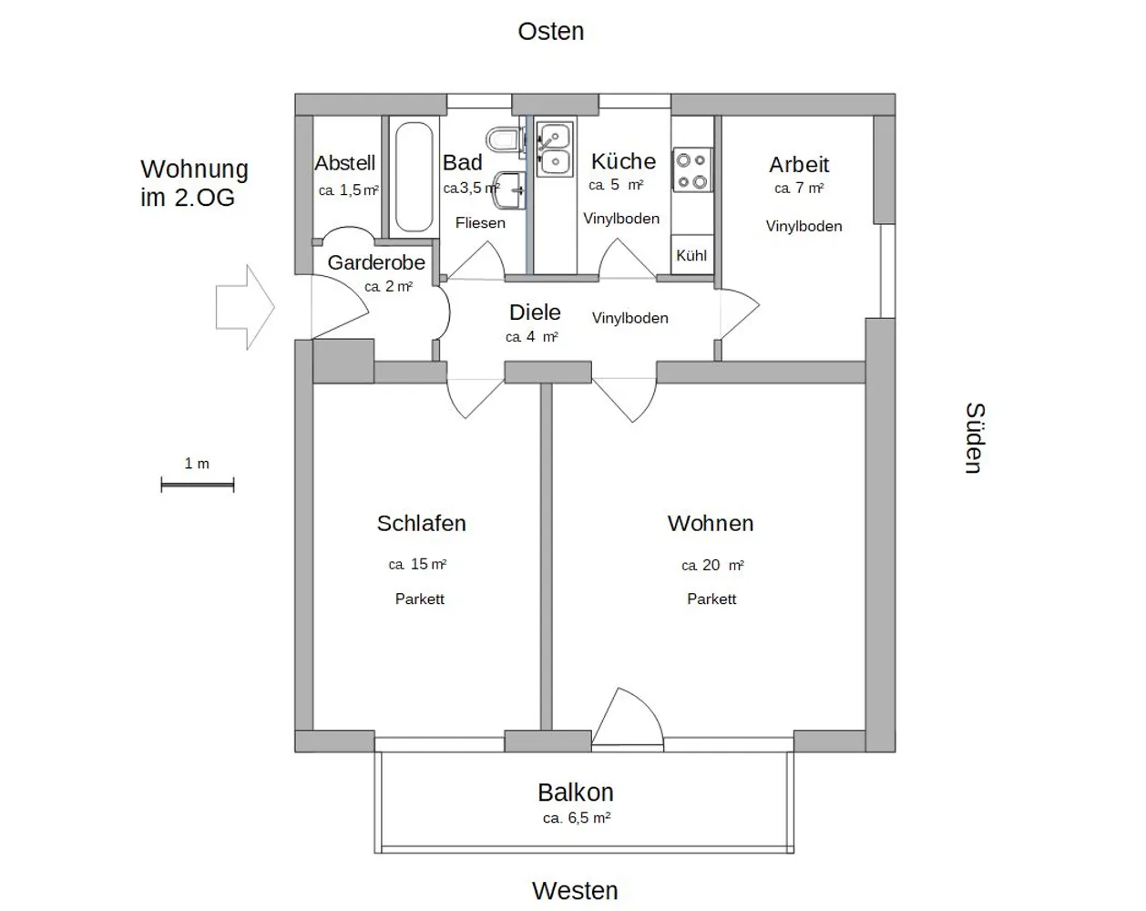 3 Zimmer Wohnung mit 62 m² in München – Bild 2