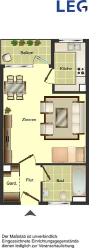 2 Zimmer Wohnung mit 36 m² in Düsseldorf – Bild 2