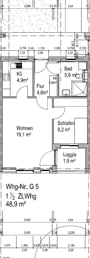 2 Zimmer Wohnung mit 50 m² in Greven – Bild 2