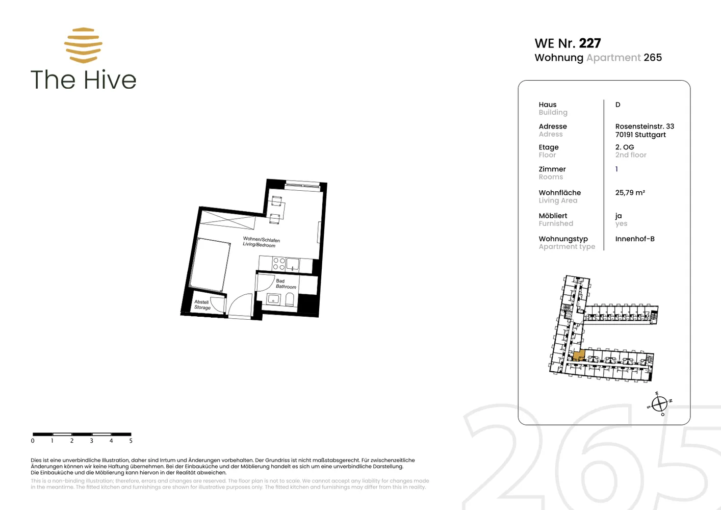 1 room apartment with 26 m² in Stuttgart – Photo 5