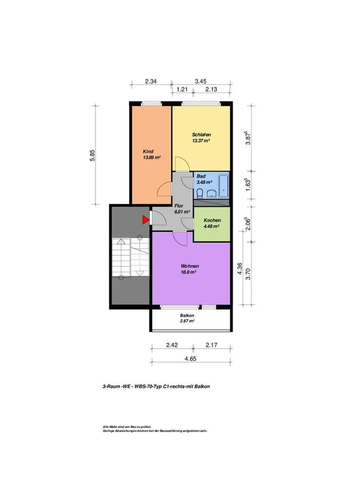 3 room apartment with 63 m² in Neubrandenburg – Photo 2