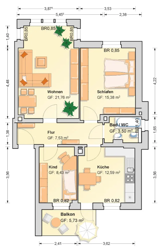 3 Zimmer Wohnung mit 70 m² in Werdau – Bild 2