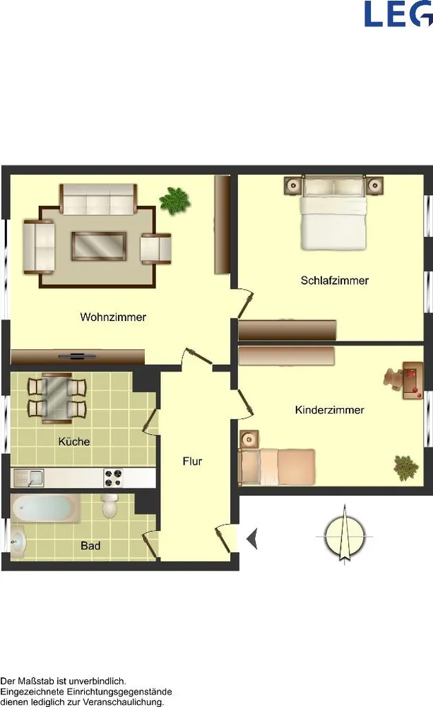 3 Zimmer Wohnung mit 58 m² in Hamm – Bild 2