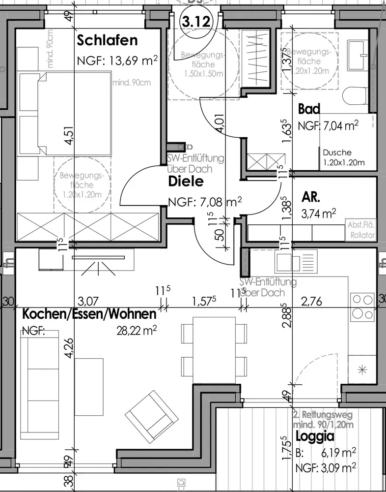 2 Zimmer Wohnung mit 63 m² in Borken – Bild 3