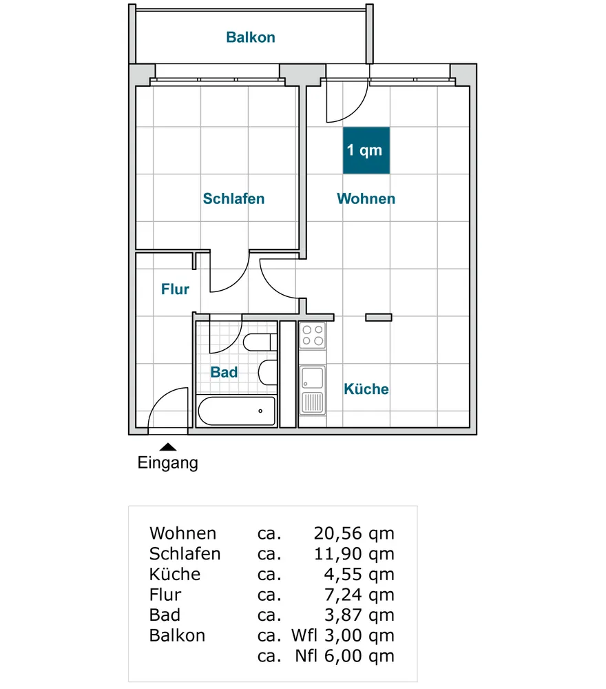 2 Zimmer Wohnung mit 51 m² in Dresden – Bild 2