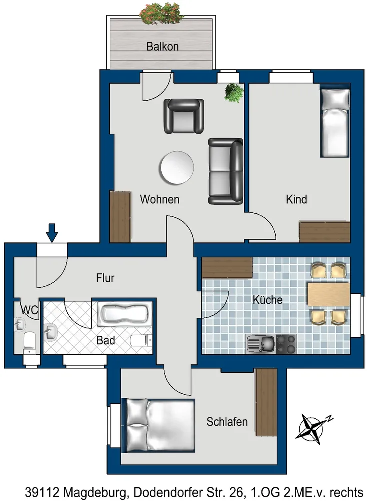 3 Zimmer Wohnung mit 76 m² in Magdeburg – Bild 2