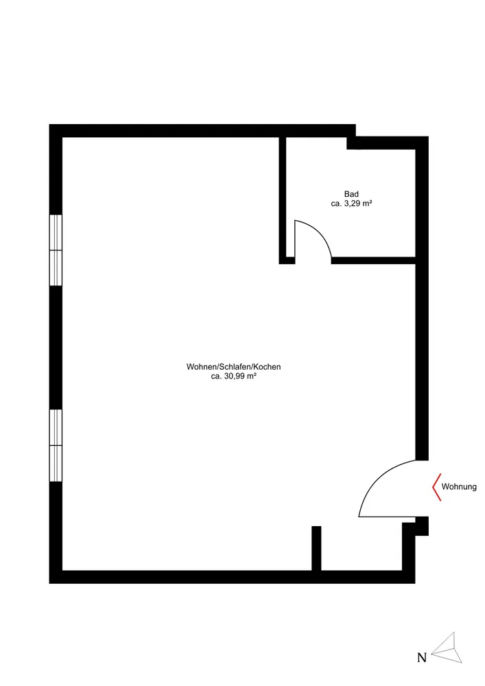 1 room apartment with 34 m² in Munich – Photo 4