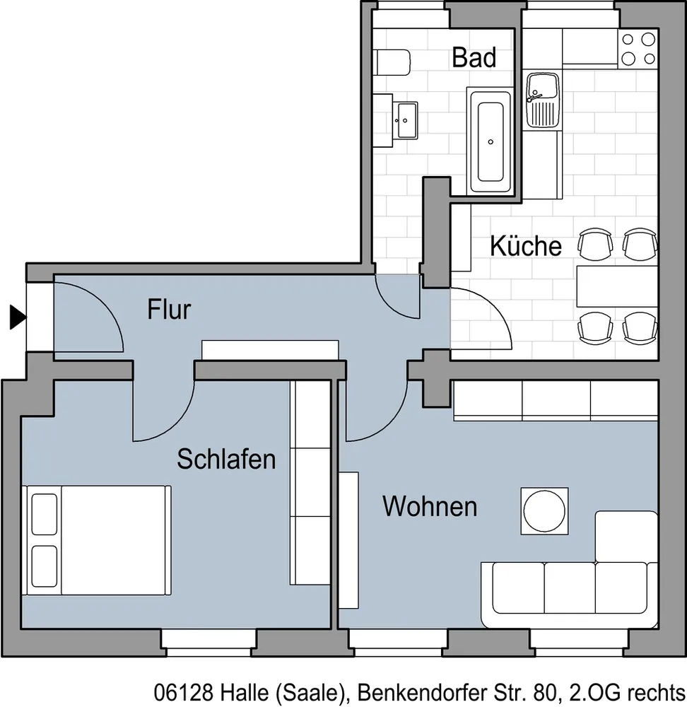 2 Zimmer Wohnung mit 55 m² in Halle (Saale) – Bild 2