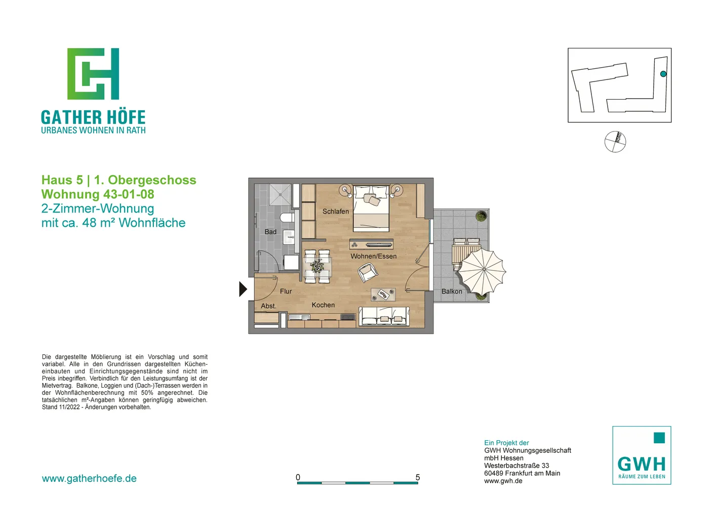 1 Zimmer Wohnung mit 45 m² in Düsseldorf – Bild 2