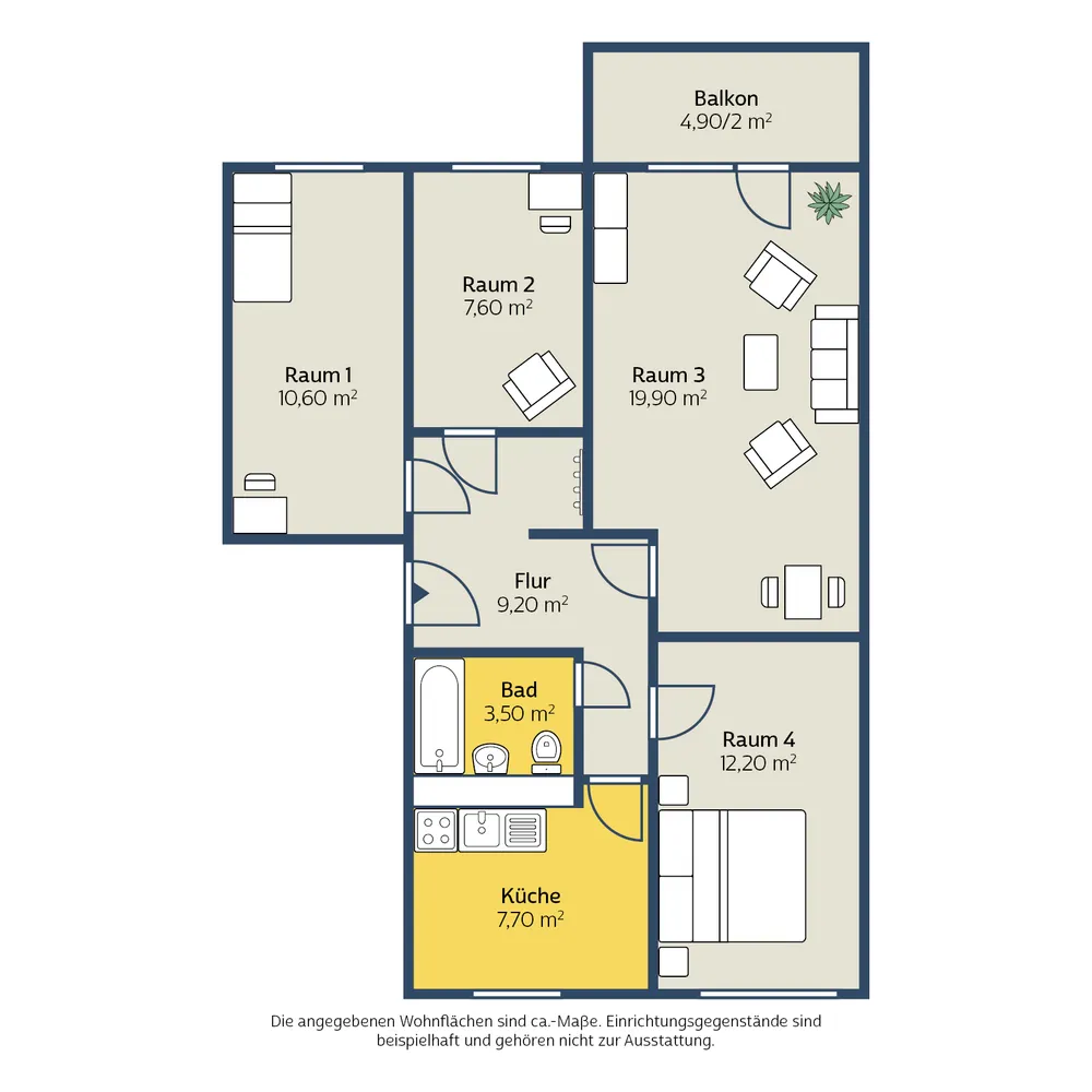 4 Zimmer Wohnung mit 72 m² in Leipzig – Bild 2
