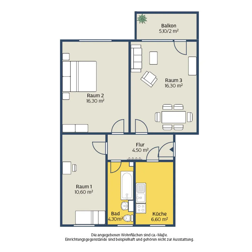 3 Zimmer Wohnung mit 62 m² in Leipzig – Bild 2