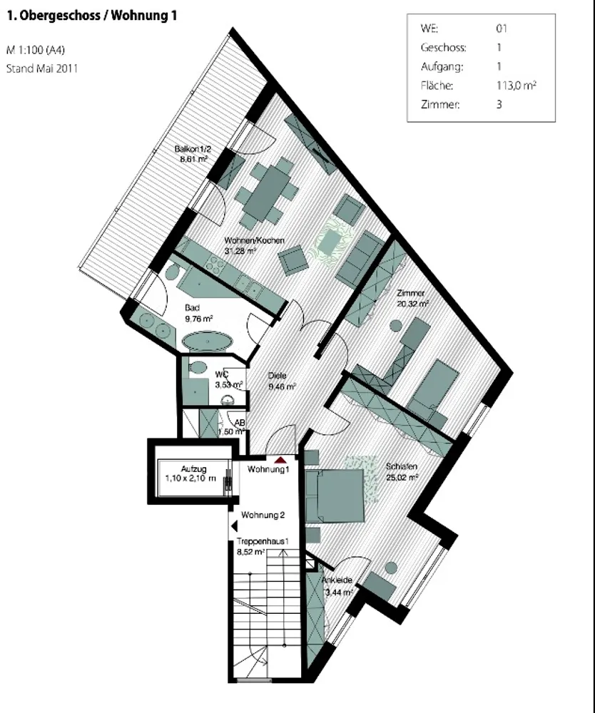 3 Zimmer Wohnung mit 113 m² in Berlin – Bild 1
