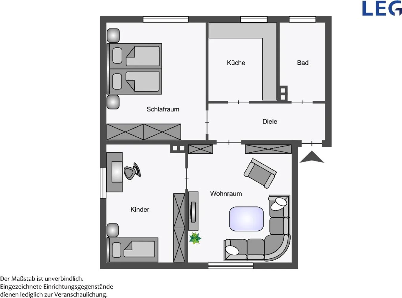 3 Zimmer Wohnung mit 55 m² in Hamm – Bild 2