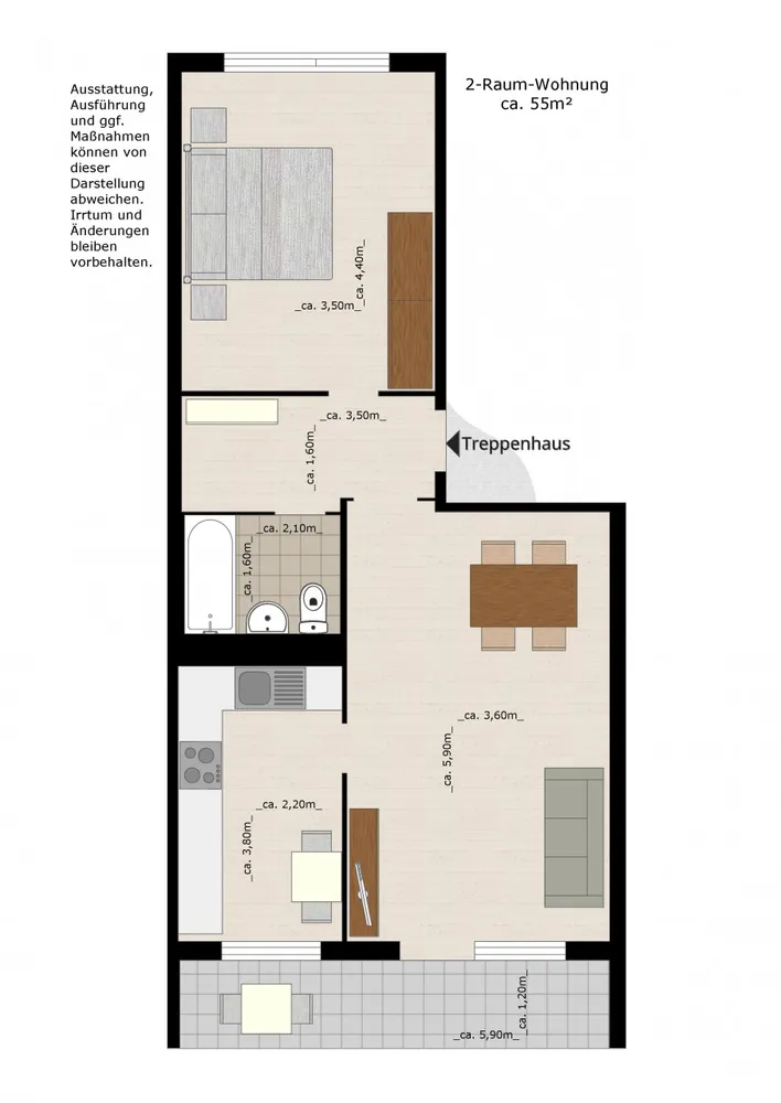 2 Zimmer Wohnung mit 55 m² in Dessau-Roßlau – Bild 2