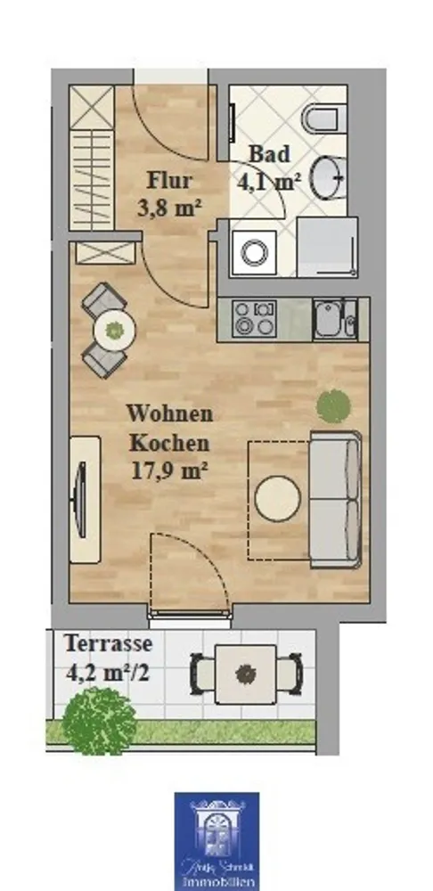 1 room apartment with 28 m² in Dresden – Photo 4