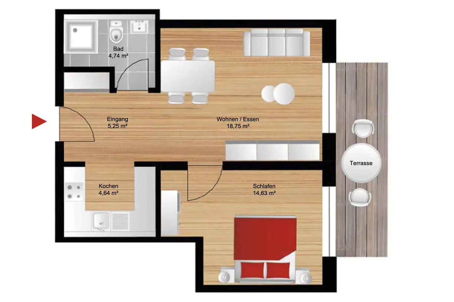 2 Zimmer Wohnung mit 54 m² in Freital – Bild 3