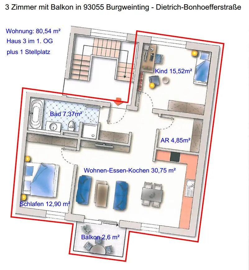 3 Zimmer Wohnung mit 81 m² in Regensburg – Bild 7