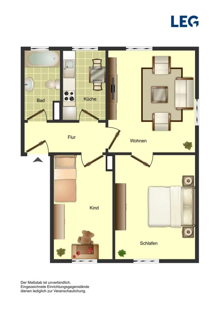 3 Zimmer Wohnung mit 52 m² in Hamm – Bild 2