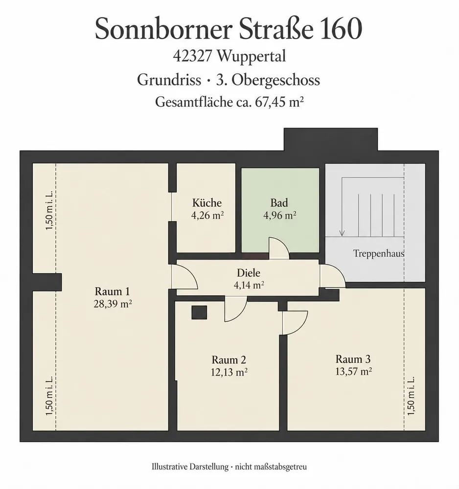 3 Zimmer Wohnung mit 67 m² in Wuppertal – Bild 11
