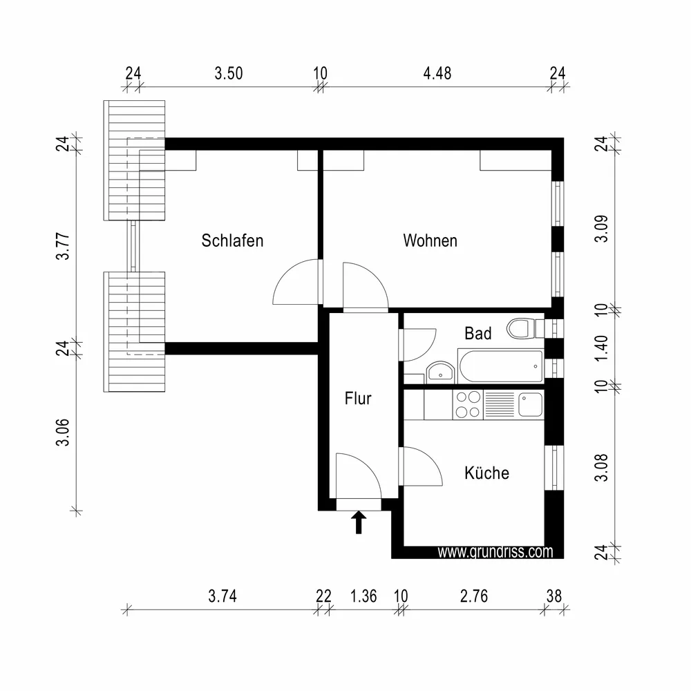 2 Zimmer Wohnung mit 47 m² in Erfurt – Bild 2