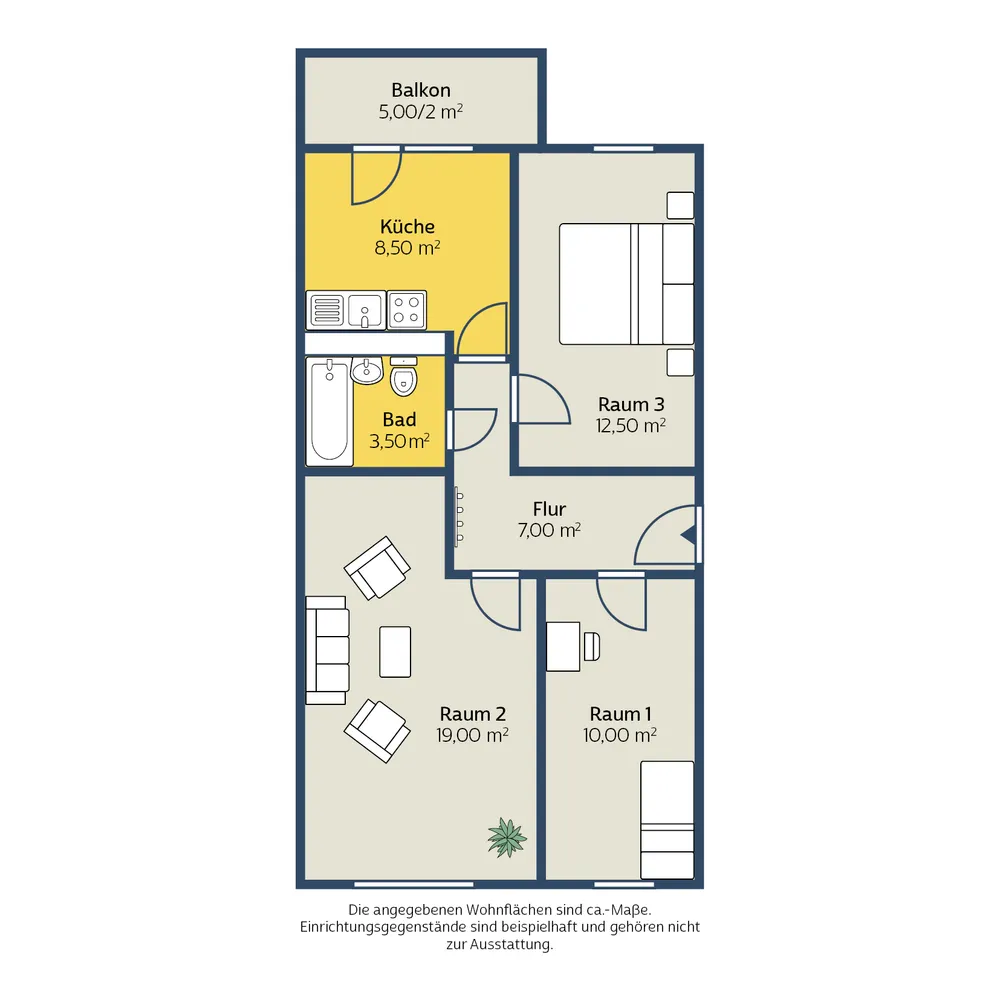 3 Zimmer Wohnung mit 62 m² in Leipzig – Bild 2