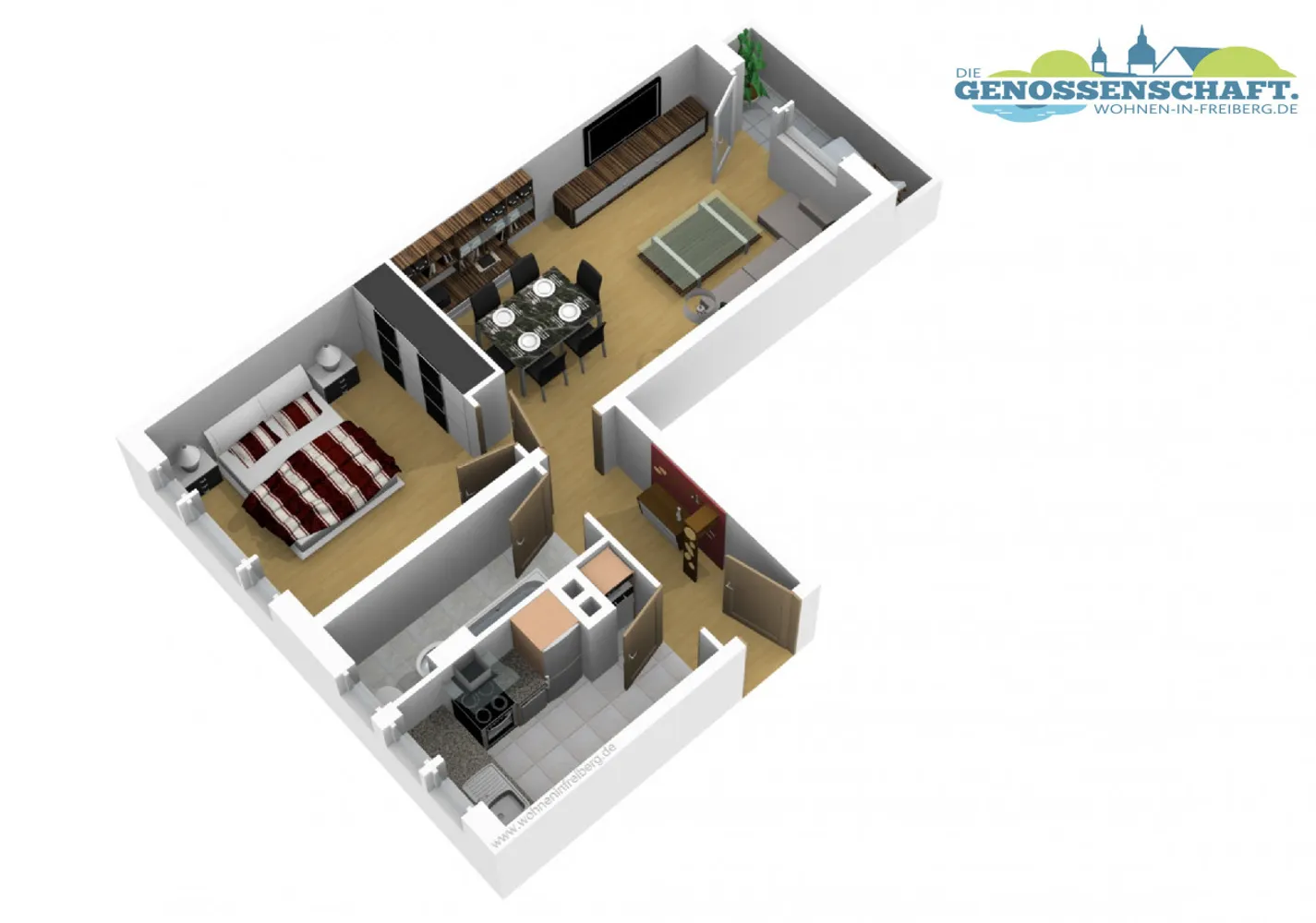 2 Zimmer Wohnung mit 48 m² in Freiberg – Bild 2
