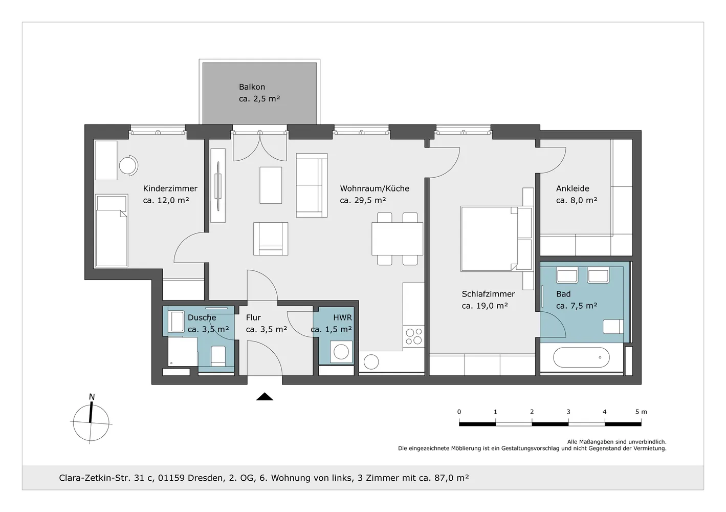 3 Zimmer Wohnung mit 87 m² in Dresden – Bild 2